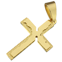 Нержавеющая сталь крест подвески, нержавеющая сталь, Kресты, плакирован золотом, 29.50x45x3mm, отверстие:Приблизительно 8x12mm, продается PC