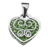 Stainless Steel Heart Pendants, with Rhinestone Clay Pave, original color, 20.50x21.50x5mm, Hole:Approx 4x8.5mm, Sold By PC