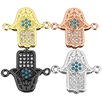 Brass Jewelry Connector Hamsa plated micro pave cubic zirconia & 1/1 loop nickel lead & cadmium free Approx 1.2mm Sold By Lot