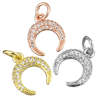 Cubic Zirconia Micro Pave Brass Pendant Moon plated micro pave cubic zirconia nickel lead & cadmium free Approx 4mm Sold By Lot