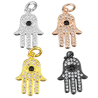 Cubic Zirconia Micro Pave Brass Pendant, Hand, plated, micro pave cubic zirconia, more colors for choice, nickel, lead & cadmium free, 11x17x1.50mm, Hole:Approx 3mm, 10PCs/Lot, Sold By Lot