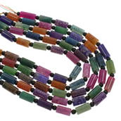 Agate Beads, Mixed Agate, with Glass, mixed, 8x16mm, Hole:Approx 1.5mm, Approx 19PCs/Strand, Sold Per Approx 15.5 Inch Strand
