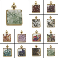 Grânulos de gemstone jóias, misto de pedras semi-preciosas, with vidro & liga de zinco, cromado de cor dourada, misto, 29x41x13mm, Buraco:Aprox 5x4mm, 5PCs/Bag, vendido por Bag