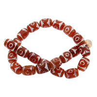 Natural Tibetan Agate Dzi Beads, Drum, 12x15mm, Hole:Approx 1mm, Approx 23PCs/Strand, Sold Per Approx 14.5 Inch Strand