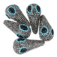 Rhinestone Clay Pave Beads, with rhinestone & mixed, 16-18x36-38x16-18mm, Hole:Approx 1.5mm, 10PCs/Bag, Sold By Bag