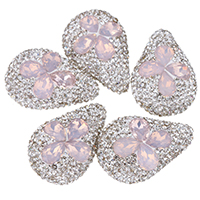 Rhinestone Clay Pave Beads, with rhinestone & mixed, 18-20x27-29x11-13mm, Hole:Approx 1mm, 10PCs/Bag, Sold By Bag