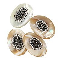 Natural Freshwater Pearl Loose Beads, with Rhinestone Clay Pave, mixed, 17-19x24-26x4-6mm, Hole:Approx 0.8mm, 10PCs/Bag, Sold By Bag