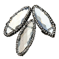 Kristall-Perlen, Lehm pflastern, mit Kristall, mit Strass & gemischt, 13-15x32-34x6-8mm, Bohrung:ca. 1mm, 10PCs/Tasche, verkauft von Tasche