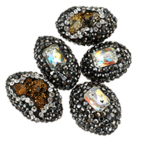 Natürliche Eis Quarz Achat Perlen, Lehm pflastern, mit Eisquarz Achat & Kristall, mit Strass & gemischt, 12-16x16-22x9-13mm, Bohrung:ca. 1mm, 10PCs/Tasche, verkauft von Tasche