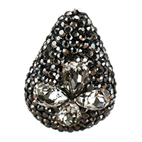 Crystal Beads, Clay Pave, with Crystal, Teardrop, faceted & with rhinestone, 19-21x28-30x10-12mm, Hole:Approx 1mm, 10PCs/Bag, Sold By Bag
