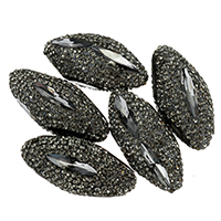 Kristall-Perlen, Lehm pflastern, mit Kristall, mit Strass & gemischt, 31-33x15-17x15-17mm, Bohrung:ca. 1.5mm, 10PCs/Tasche, verkauft von Tasche