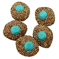 Perles turquoises, Clay Pave, avec turquoise synthétique, avec strass & mélangé, 20-24x26-28x13-16mm, Trou:Environ 1mm, 10PC/sac, Vendu par sac