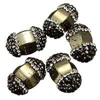Natural Golden Pyrite Beads, Clay Pave, with Golden Pyrite, with rhinestone & mixed, 11-13x18-19x11-13mm, Hole:Approx 1mm, 10PCs/Bag, Sold By Bag