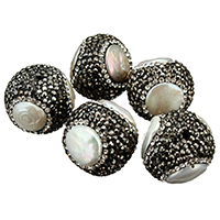 Natural Freshwater Pearl Loose Beads Clay Pave with Freshwater Pearl with rhinestone & mixed 19-23x18-22x19-25mm Approx 2mm Sold By Bag