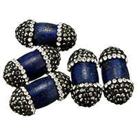 Natural Lapis Lazuli Beads, with Rhinestone Clay Pave, mixed, 11-16x22-27x11-16mm, Hole:Approx 1mm, 10PCs/Lot, Sold By Lot