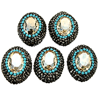 Crystal Beads, Clay Pave, with Crystal, faceted & with rhinestone & mixed, 20-23x24-26x17-19mm, Hole:Approx 1mm, 10PCs/Lot, Sold By Lot
