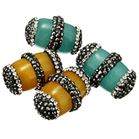 Dyed Jade Beads, with Rhinestone Clay Pave, mixed, 15-17x24-26x15-17mm, Hole:Approx 1mm, 10PCs/Lot, Sold By Lot