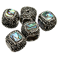 Abalone Shell Beads, with Rhinestone Clay Pave, natural, mixed, 17-19x16-20x15-20mm, Hole:Approx 2mm, 10PCs/Lot, Sold By Lot