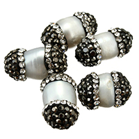 Natural Freshwater Pearl Loose Beads, with Rhinestone Clay Pave, mixed, 9-11x14-19x9-11mm, Hole:Approx 1mm, 10PCs/Lot, Sold By Lot