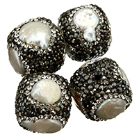Natural Freshwater Pearl Loose Beads, with Rhinestone Clay Pave, mixed, 17-19x18-21x18-22mm, Hole:Approx 1mm, 10PCs/Lot, Sold By Lot