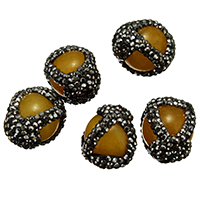Jade Malaysia Beads, with Rhinestone Clay Pave, natural, mixed, 14-16x17-21x16-18mm, Hole:Approx 1mm, 10PCs/Lot, Sold By Lot