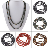 Полудрагоценный камень Свитер ожерелье, Круглая, различные материалы для выбора, 8mm, Приблизительно 47дюймовый/Strand, продается Strand