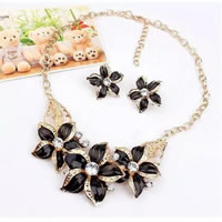 Zinc Alloy Jewelry Sets earring & necklace gold color plated enamel & with rhinestone lead & cadmium free 400mm Sold By Set