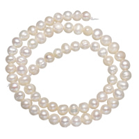 Cultured Potato Freshwater Pearl Beads, natural, white, 5-6mm, Hole:Approx 0.8mm, Sold Per Approx 14 Inch Strand