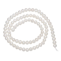 Cultured Round Freshwater Pearl Beads, natural, white, Grade A, 4-5mm, Hole:Approx 0.8mm, Sold Per 15.5 Inch Strand