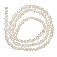 Perlas Patata Freshwater, Perlas cultivadas de agua dulce, natural, Blanco, 3-4mm, agujero:aproximado 0.8mm, Vendido para aproximado 15 Inch Sarta