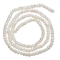 Button Kulturan Slatkovodni Pearl perle, Dugme, bijel, 2-3mm, Rupa:Približno 0.5mm, Prodano Per 15 inčni Strand