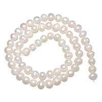 Cultured Round Freshwater Pearl Beads, Potato, natural, white, Grade A, 5-6mm, Hole:Approx 0.8mm, Sold Per Approx 14 Inch Strand
