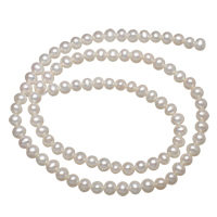 Runde ferskvandskulturperle Beads, Ferskvandsperle, naturlig, hvid, 4-5mm, Hole:Ca. 0.8mm, Solgt Per 15 inch Strand