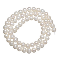 Perles nacres baroques de culture d'eau douce , perle d'eau douce cultivée, pomme de terre, blanc, Niveau AA, 6-7mm, Trou:Environ 0.8mm, Vendu par 14.5 pouce brin