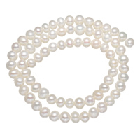 Barock kultivierten Süßwassersee Perlen, Natürliche kultivierte Süßwasserperlen, natürlich, weiß, Grade A, 5-6mm, Bohrung:ca. 0.8mm, verkauft per ca. 14.5 ZollInch Strang