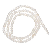 Perles nacres baroques de culture d'eau douce , perle d'eau douce cultivée, pepite, naturel, blanc, 3-4mm, Trou:Environ 0.8mm, Vendu par Environ 14.7 brin