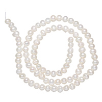 Perlas Redondas Freshwater, Perlas cultivadas de agua dulce, Patata, natural, Blanco, 4-5mm, agujero:aproximado 0.8mm, Vendido para aproximado 14.5 Inch Sarta