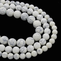 Türkis Perlen, Synthetische Türkis, rund, verschiedene Größen vorhanden, weiß, Bohrung:ca. 1mm, Länge:ca. 14.5 ZollInch, 10SträngeStrang/Tasche, verkauft von Tasche