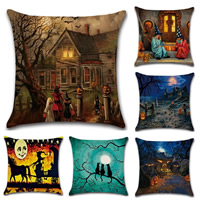Cushion Cover, Cotton Fabric, Square, Halloween Jewelry Gift & different designs for choice, 450x450mm, Sold By PC