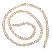 Barocco coltivate in acqua dolce Perla, perla d'acquadolce coltivata naturalmente, Pepite, naturale, rosa, 3-4mm, Foro:Appross. 0.8mm, Venduto per 15.7 pollice filo