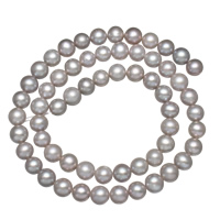 Perlas Redondas Freshwater, Perlas cultivadas de agua dulce, Esférico, gris, Grado A, 6-7mm, agujero:aproximado 0.8mm, Vendido para 14.7 Inch Sarta