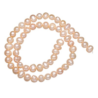 Cultured Potato Freshwater Pearl Beads, natural, pink, 6-7mm, Hole:Approx 0.8mm, Sold Per Approx 14.5 Inch Strand