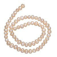 Cultured Round Freshwater Pearl Beads, Potato, natural, pink, Grade A, 5-6mm, Hole:Approx 0.8mm, Sold Per 14.5 Inch Strand