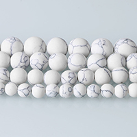 Synthetische Türkis Perle, rund, verschiedene Größen vorhanden, weiß, Bohrung:ca. 1-2mm, Länge:ca. 15 ZollInch, verkauft von Menge