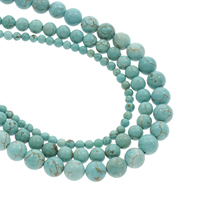 Türkis Perlen, Natürliche Türkis, rund, verschiedene Größen vorhanden, Bohrung:ca. 1mm, verkauft per ca. 14.5 ZollInch Strang