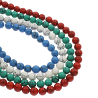 Synthetische Türkis Perle, rund, verschiedene Größen vorhanden, keine, Bohrung:ca. 1mm, verkauft per ca. 14.5 ZollInch Strang