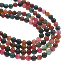 Tourmaline Color Agate Beads, Round, 8mm, Hole:Approx 1mm, Approx 48PCs/Strand, Sold Per Approx 14.5 Inch Strand