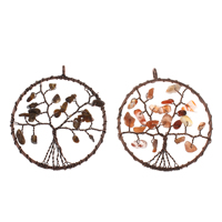 Tree Of Life Pendants, Brass, with Tiger Eye & Lace Agate, antique copper color plated, different materials for choice, lead & cadmium free, 51x57x6mm, Hole:Approx 4.5mm, Sold By PC