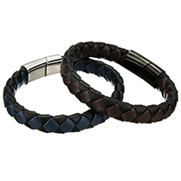 Unisex Bracelet, Cowhide, stainless steel magnetic clasp, plated, more colors for choice, 12mm, 28x14x8mm, Sold Per Approx 8.5 Inch Strand