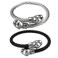 acier inoxydable bracelet ordinaire, acier inoxydable fermoir magnétique, animal, Placage, unisexe & réglable & noircir, plus de couleurs à choisir, 14x25x9mm, 6mm, Diamètre intérieur:Environ 61x54mm, Longueur:Environ 10 pouce, Vendu par PC
